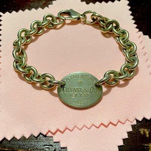 Return to Tiffany Silver Oval Tag Bracelet